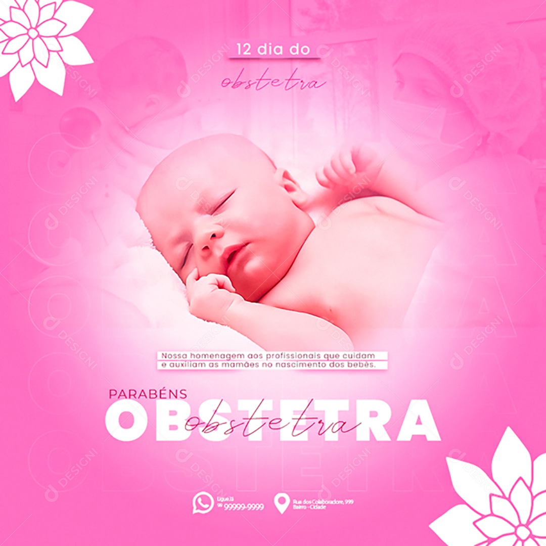 Dia do Obstetra Parabéns 12 de Abril Social Media PSD Editável