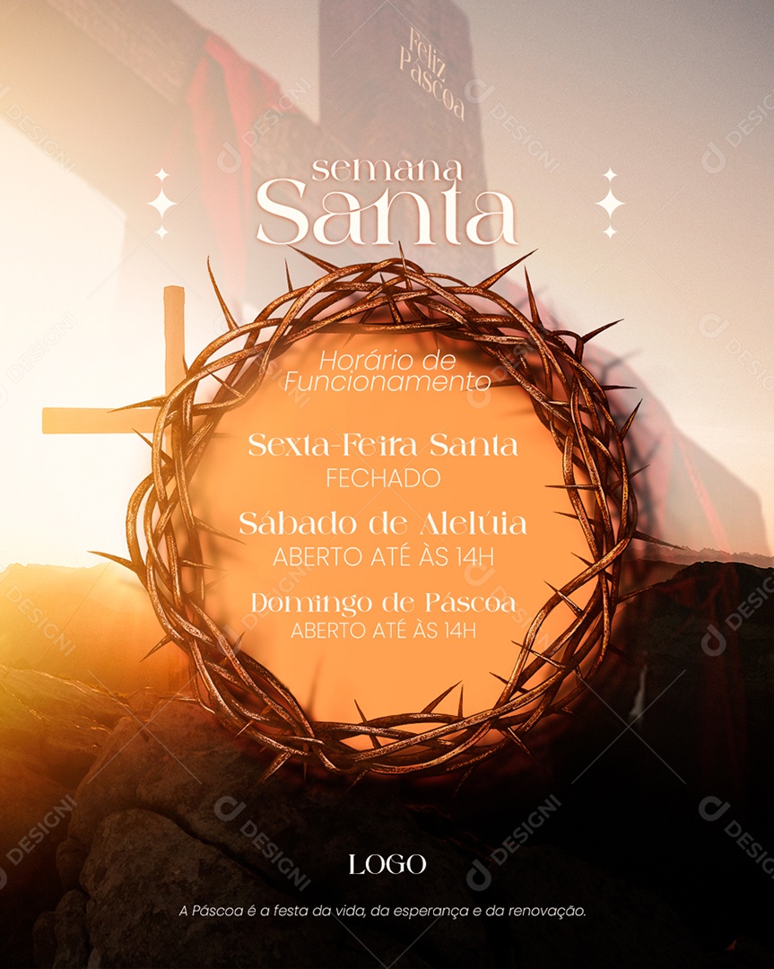 Horário de Funcionamento Semana Santa Social Media PSD Editável