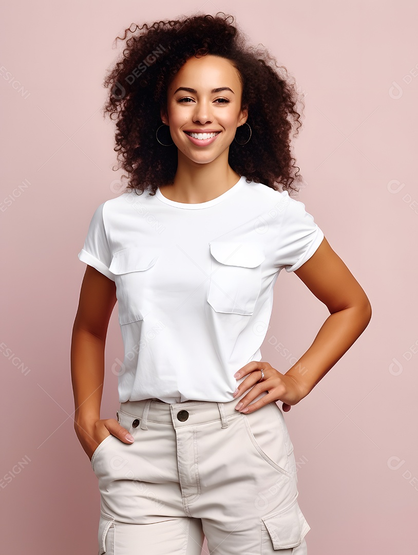 Linda mulher jovem sorridente sobre fundo isolado