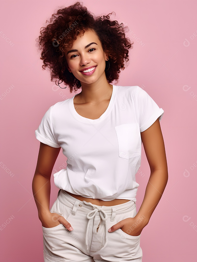 Linda mulher jovem sorridente sobre fundo isolado