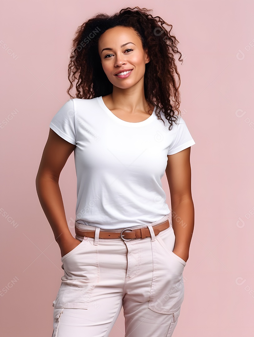Linda mulher jovem sorridente sobre fundo isolado