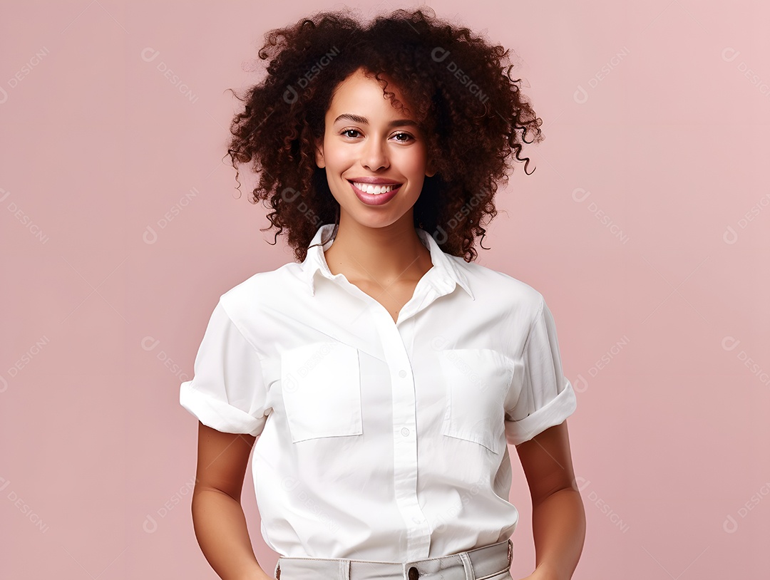 Linda mulher jovem sorridente sobre fundo isolado