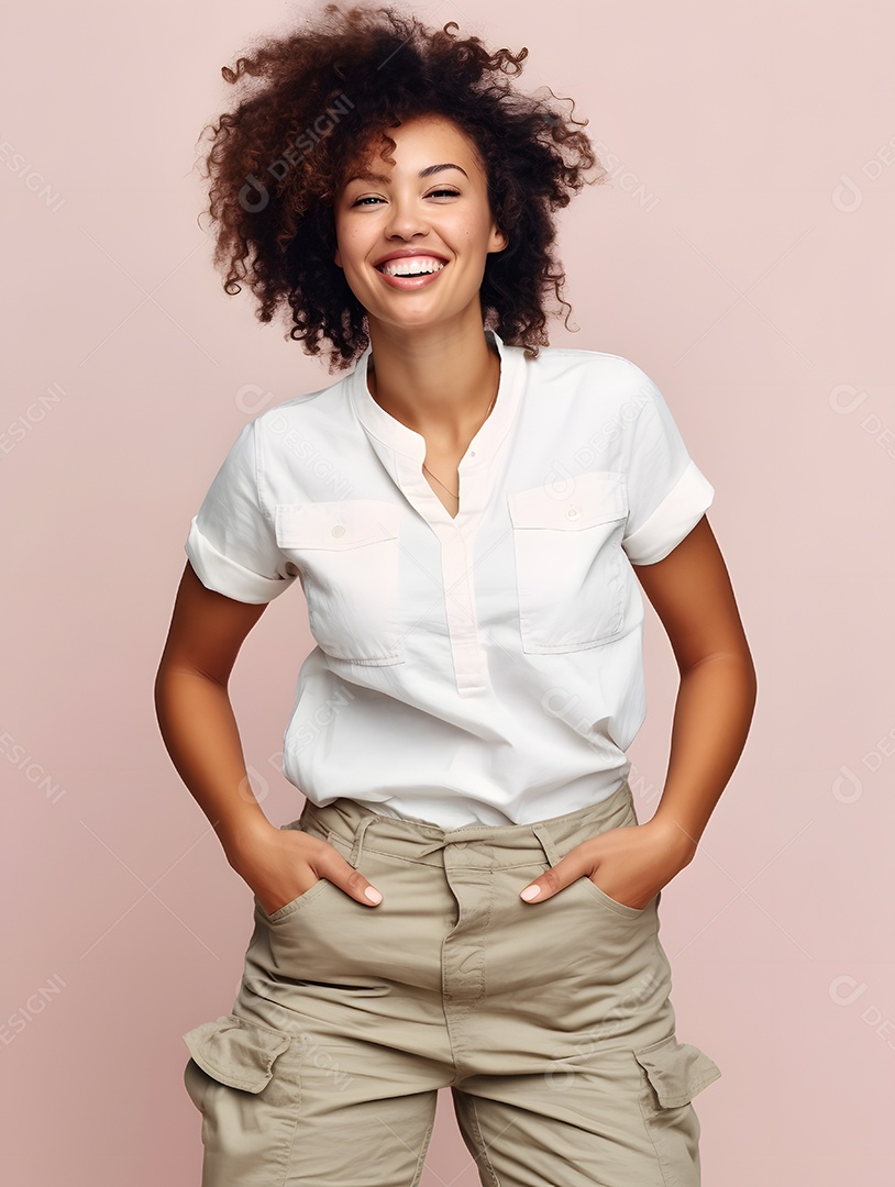 Linda mulher jovem sorridente sobre fundo isolado