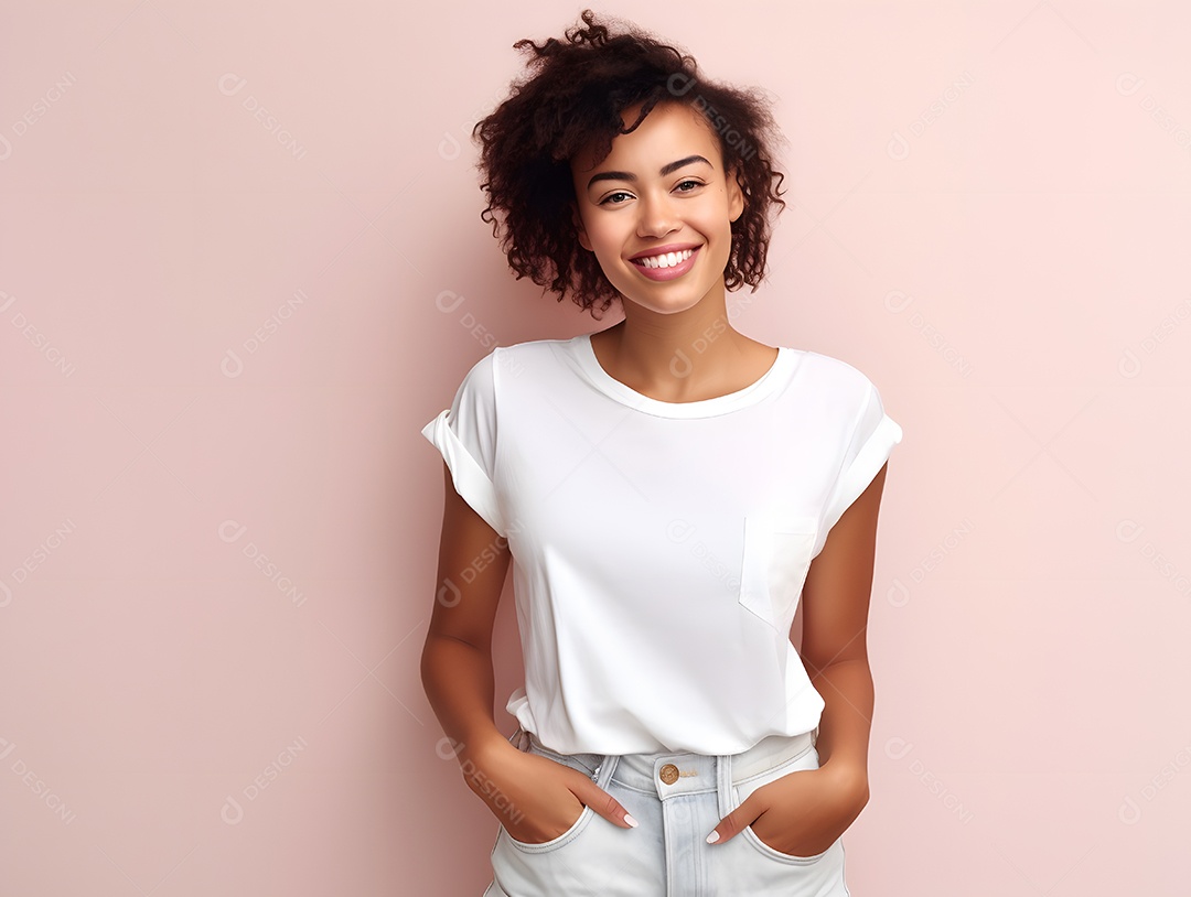 Linda mulher jovem sorridente sobre fundo isolado
