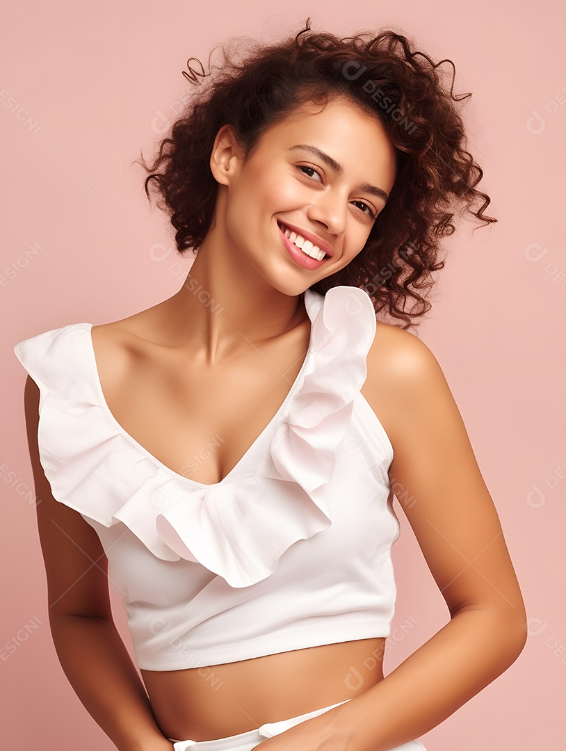 Linda mulher jovem sorridente sobre fundo isolado