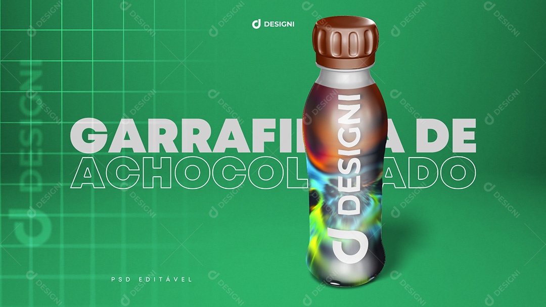 Mockup Garrafinha Achocolatado PSD Editável