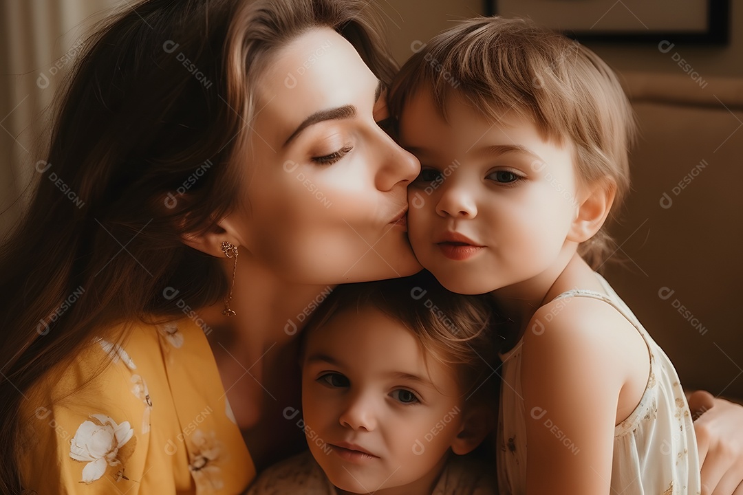 Linda mulher jovem mãe segurando sua filha sobre fundo isolado