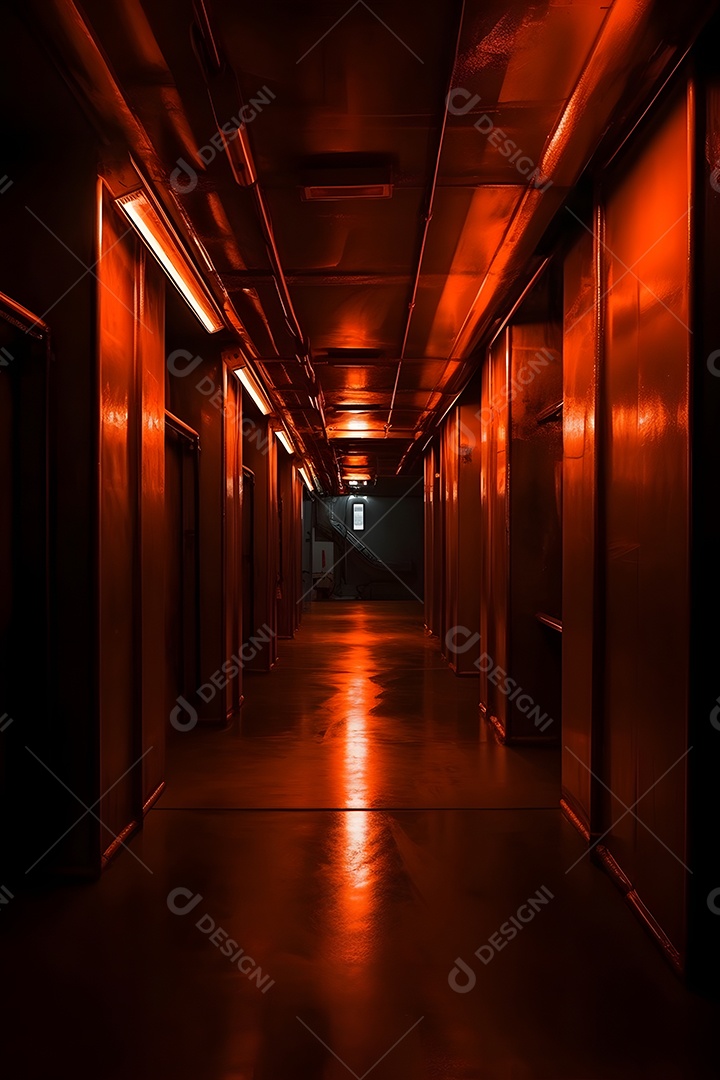 Cenário Futurista Vermelho Com Iluminação Para Flyers