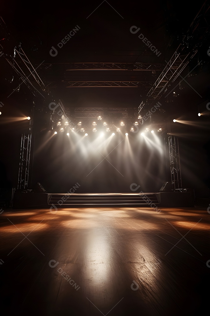 Cenário Com Iluminação De Luzes De Holofote Para Flyers