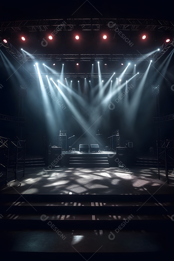 Cenário Com Iluminação De Luzes De Holofote Para Flyers