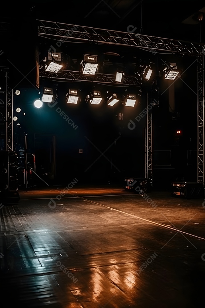 Cenário Com Iluminação De Luzes De Holofote Para Flyers