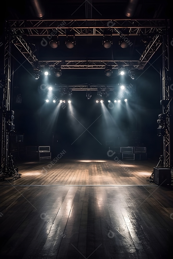 Cenário Com Iluminação De Luzes De Holofote Para Flyers