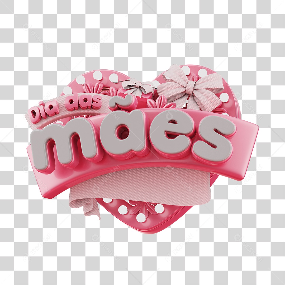Dia Das Mães Selo 3D Rosa Para Composição PNG Transparente