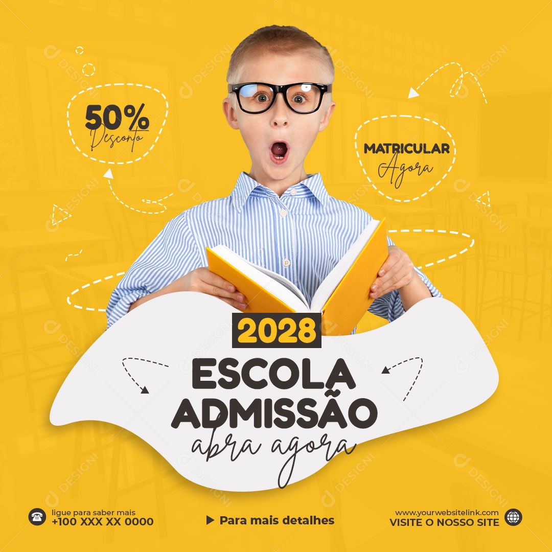 Escola Admissão 2028 Venha Conferir Social Media PSD Editável