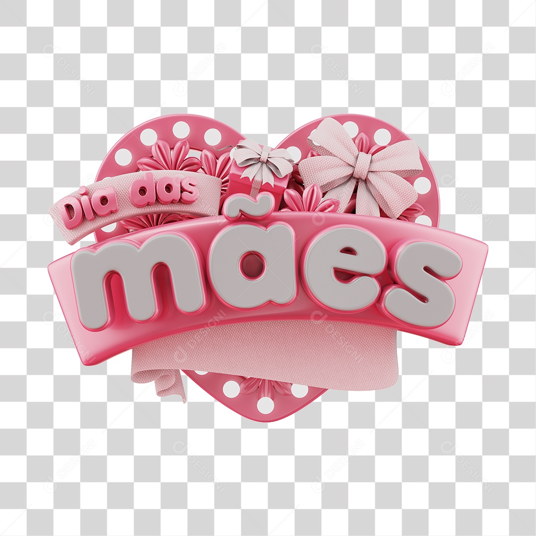 Mother's Day Pink 3D Stamp for Transparent PNG Composition