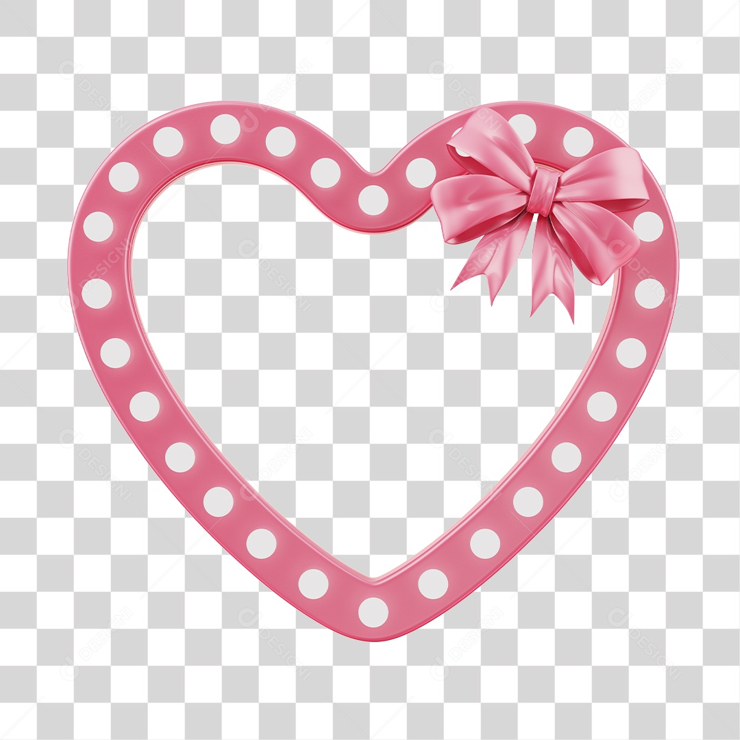 Coração Com Lâmpadas De Led Branca e Laço Rosa Elemento 3D Rosa PNG Transparente