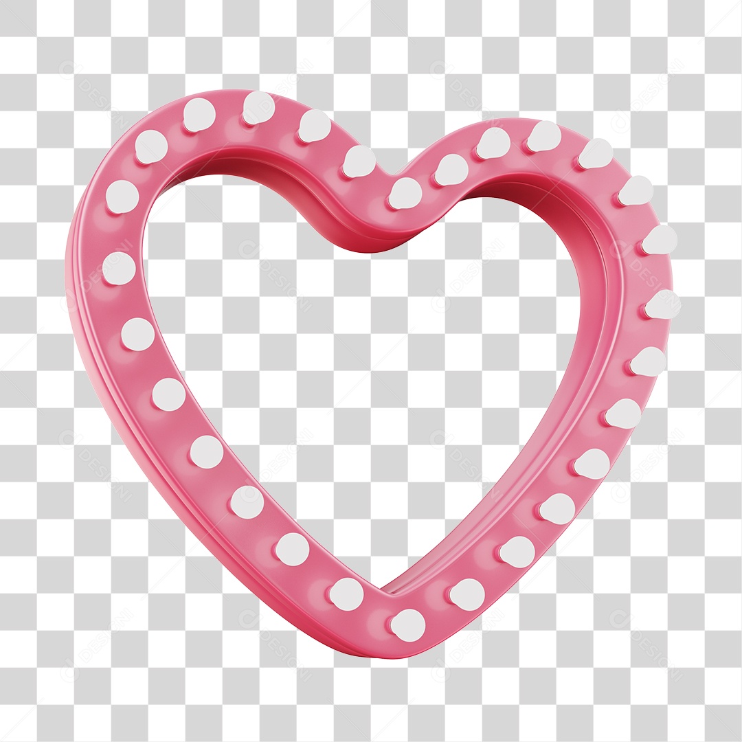 Coração Com Lâmpadas De Led Branca Elemento 3D Rosa PNG Transparente
