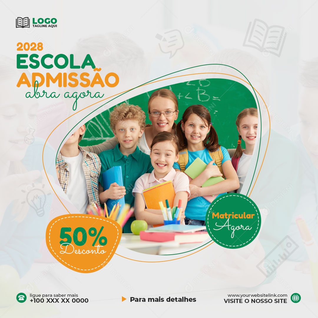 Escola Admissão 2028 Venha Conferir Social Media PSD Editável