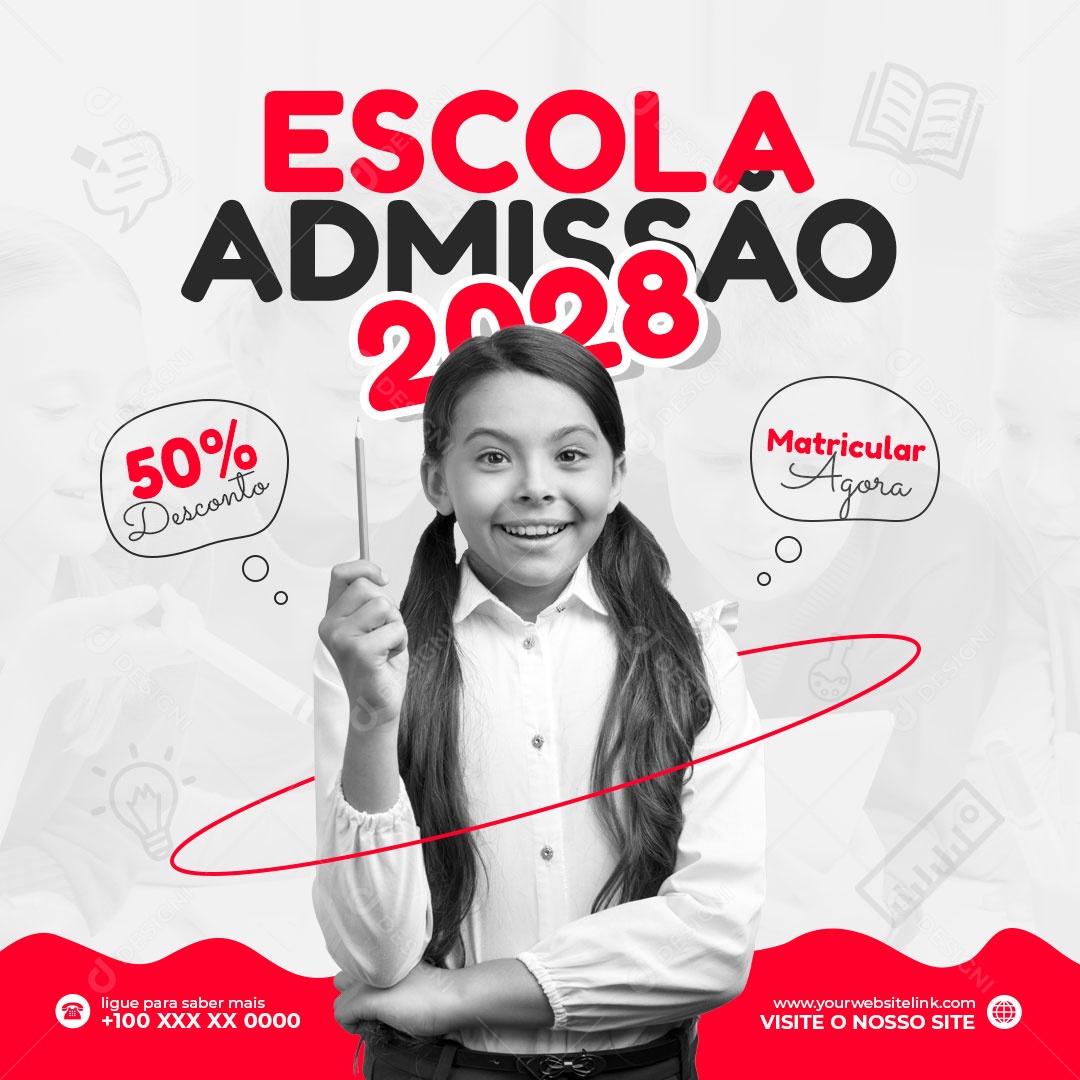 Escola Admissão 2028 Venha Conferir Social Media PSD Editável