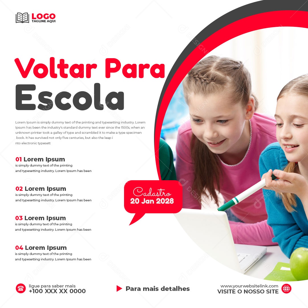 Voltar Para Escola Social Media PSD Editável