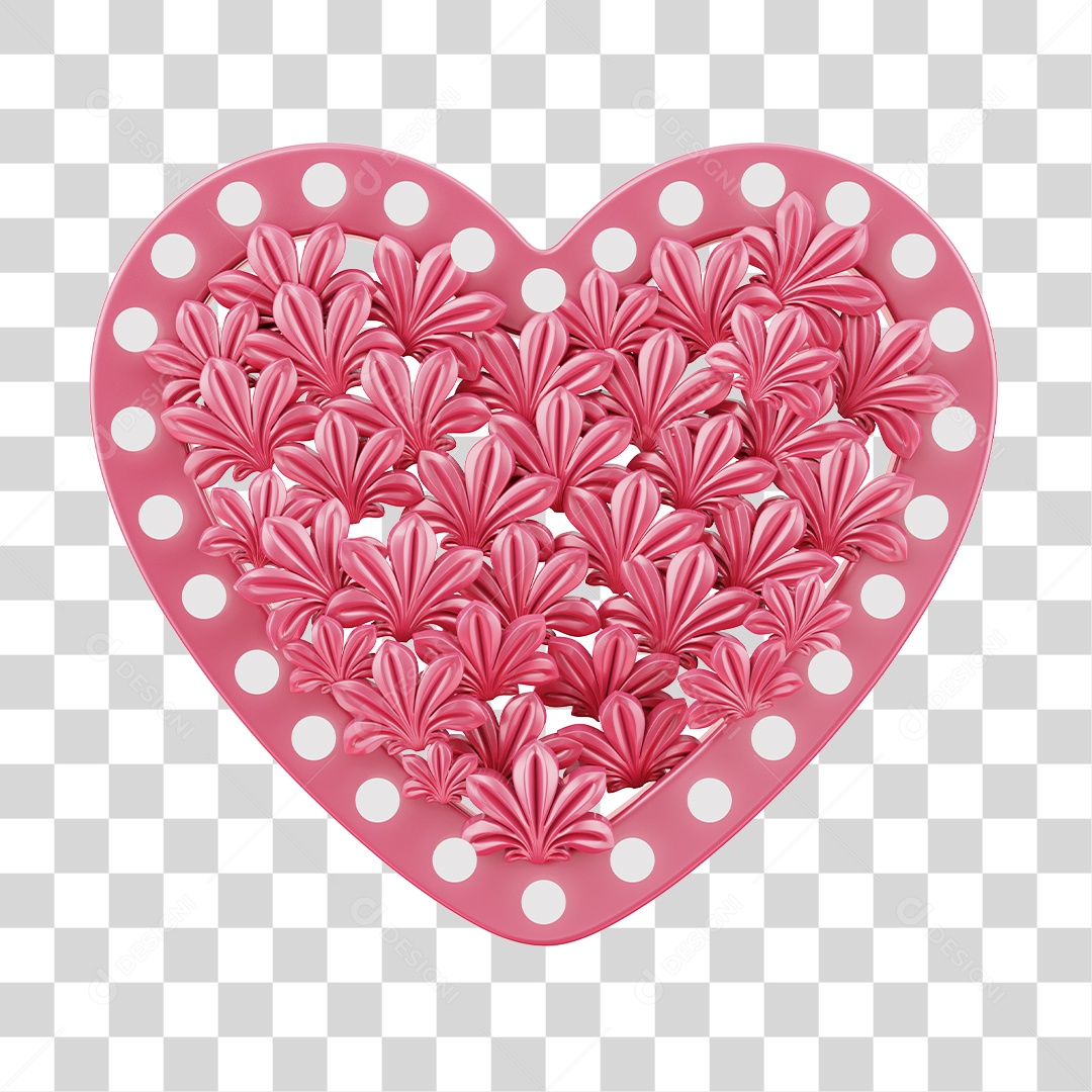 Coração Elemento 3D Rosa Para Composição PNG Transparente
