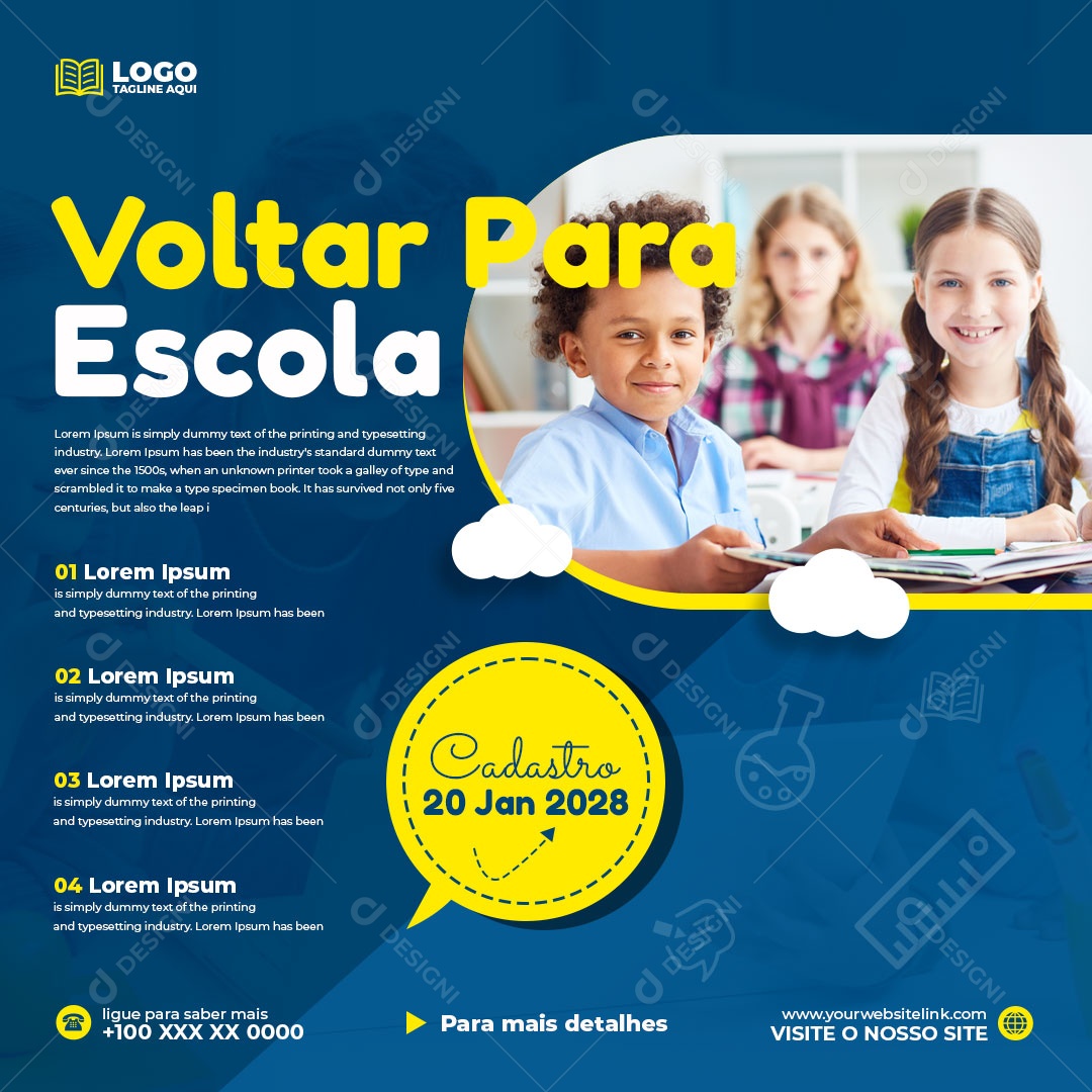 Voltar Para Escola Social Media PSD Editável