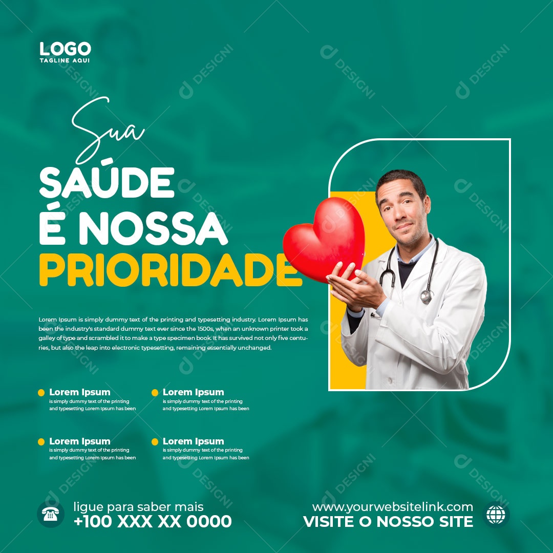 Sua Saúde é Nossa Prioridade Social Media PSD Editável