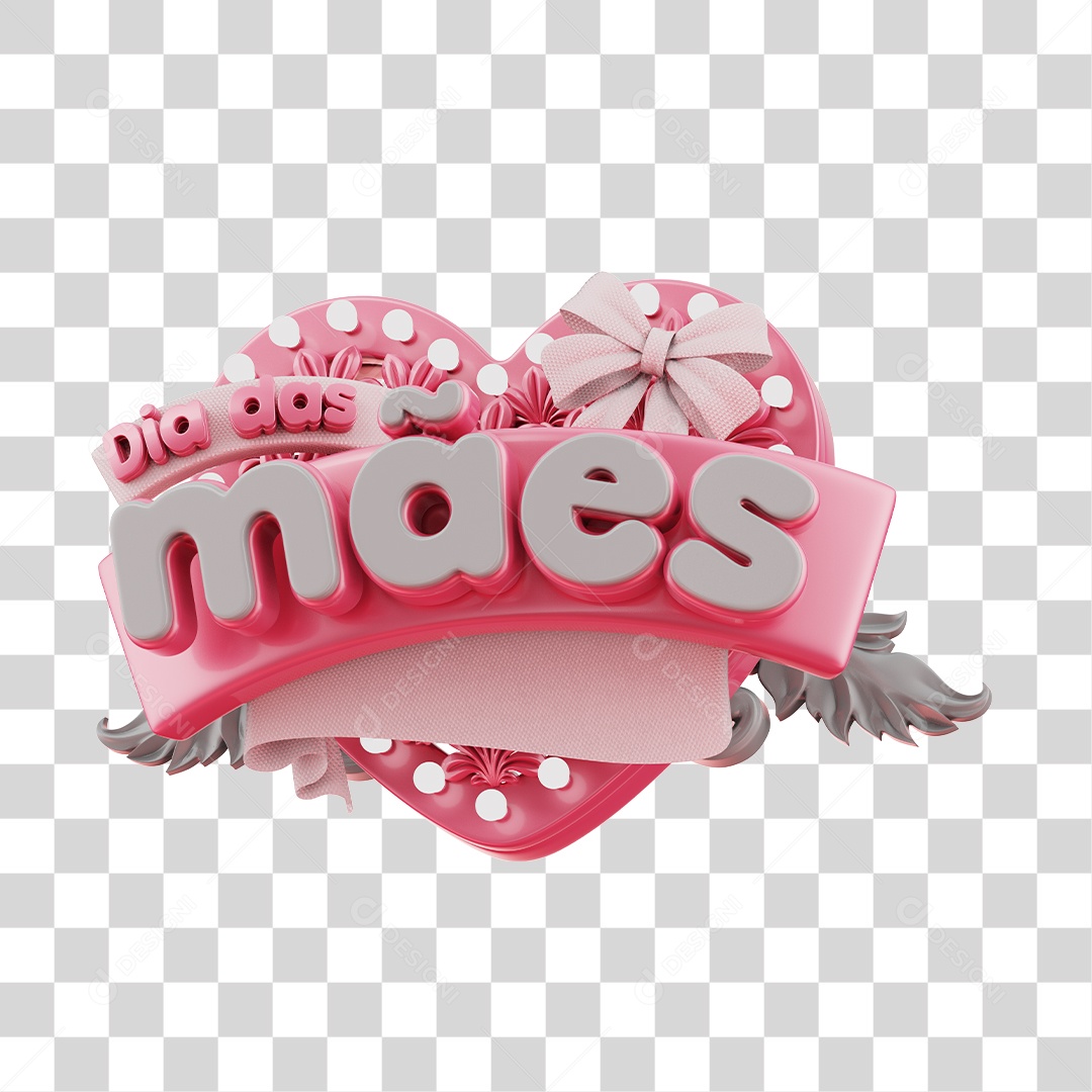 Dia Das Mães Selo 3D Rosa Para Composição PNG Transparente