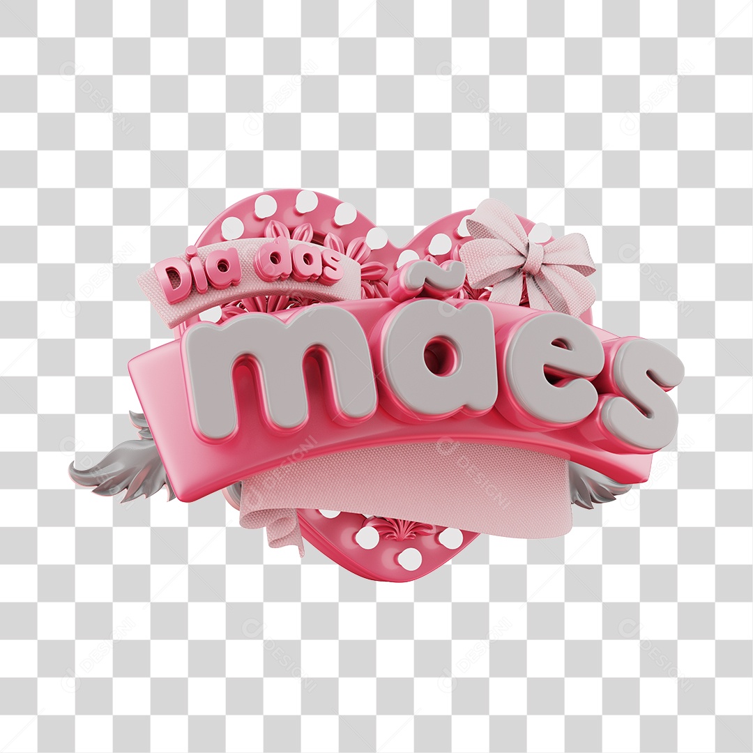 Dia Das Mães Selo 3D Rosa Para Composição PNG Transparente