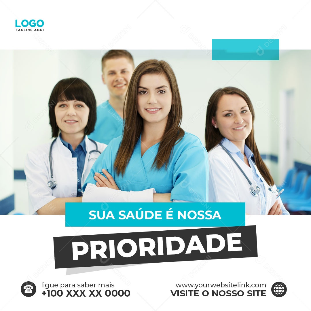 Sua Saúde é Nossa Prioridade Social Media PSD Editável