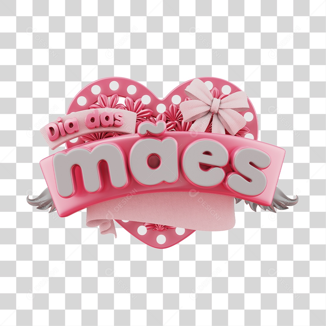 Dia Das Mães Selo 3D Rosa Para Composição PNG Transparente