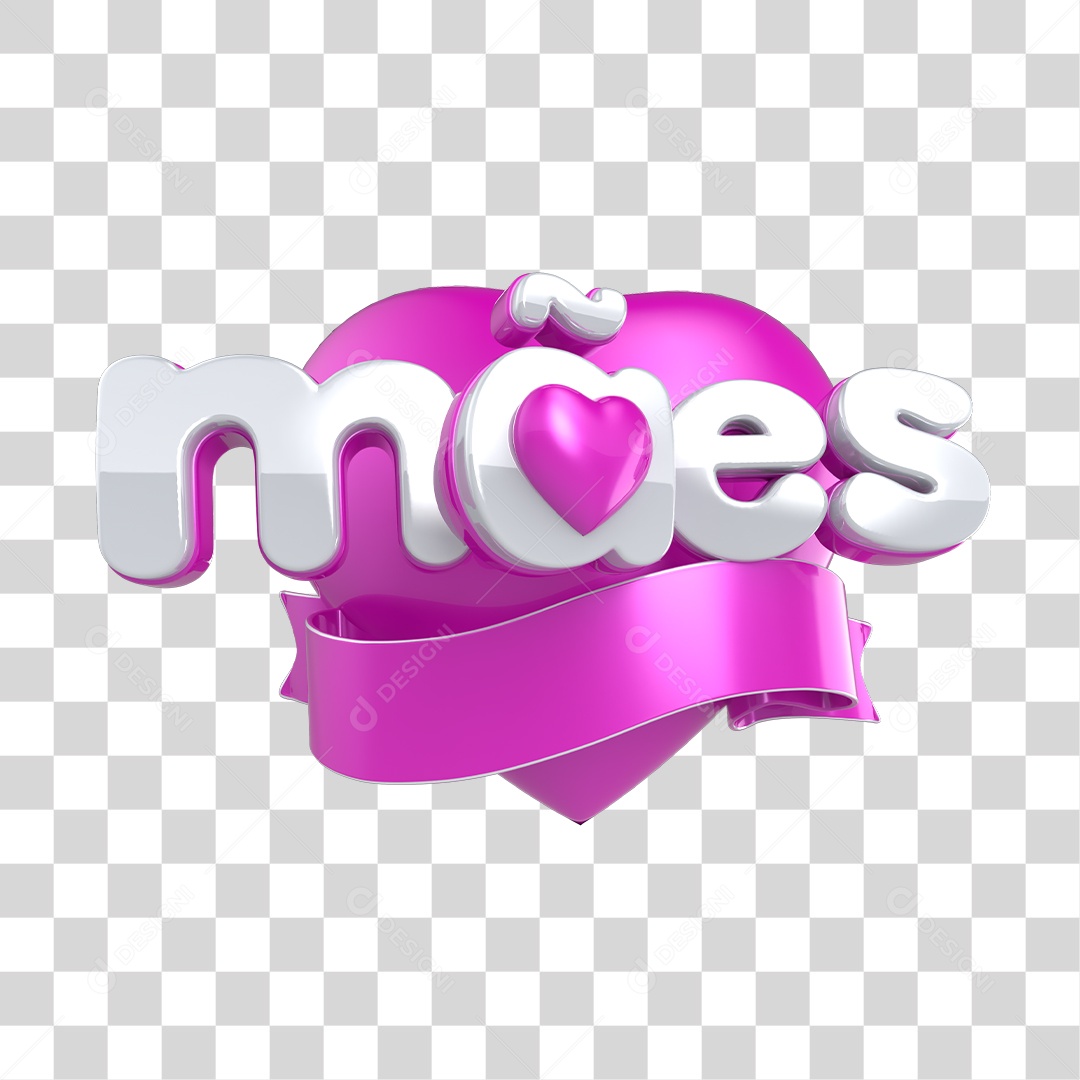 Mães Selo 3D Branco E Rosa Para Composição PNG Transparente