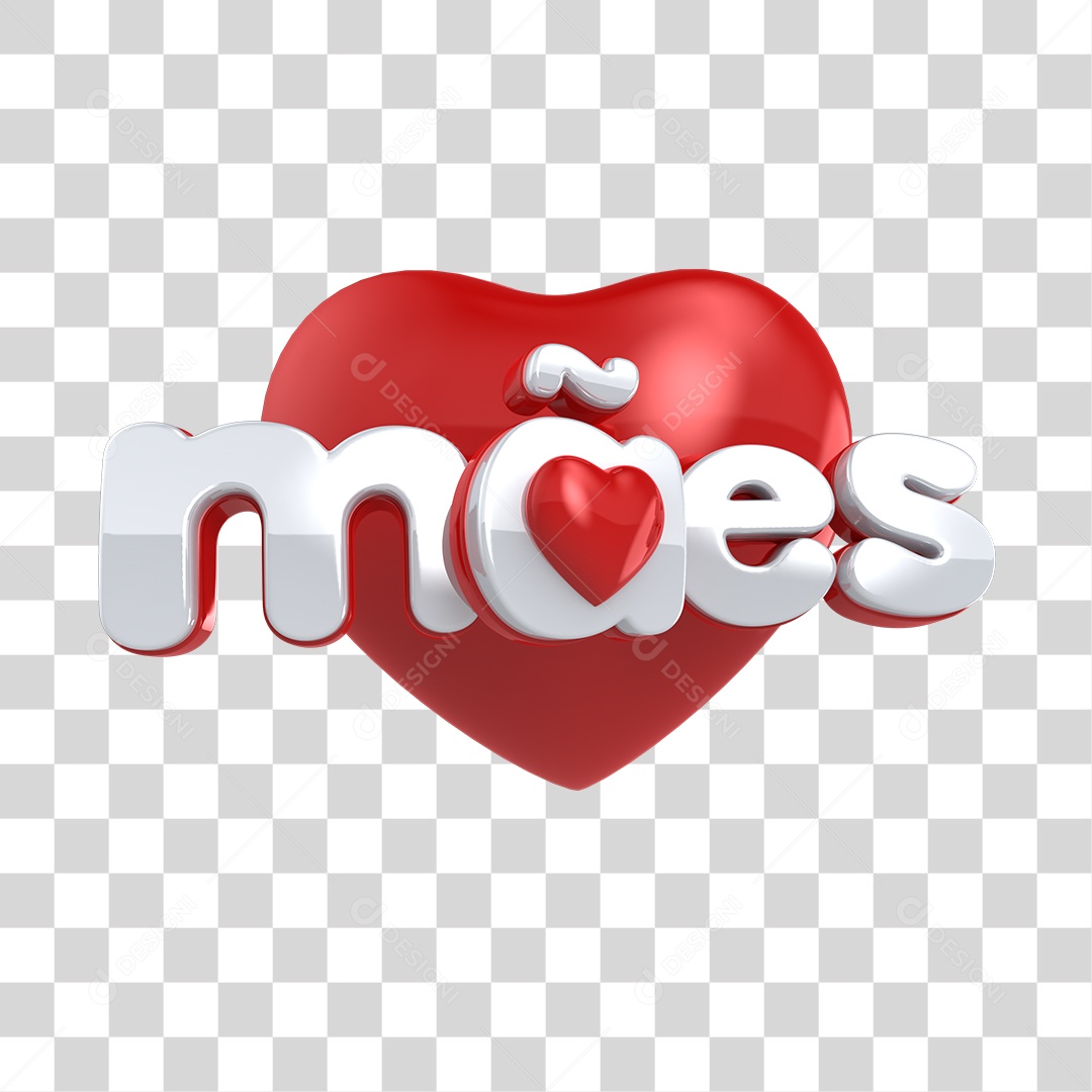 Mães Selo 3D Branco E Vermelho Para Composição PNG Transparente