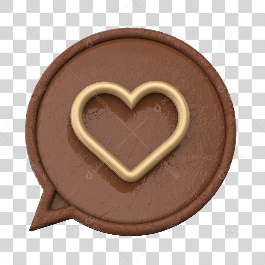 Emoji De Chocolate Com Coração Elemento 3D De Páscoa PNG Transparente