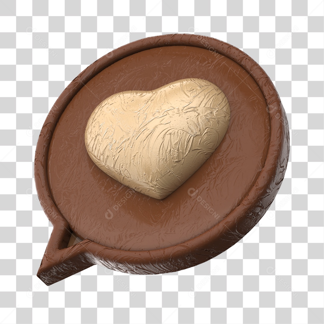 Emoji De Chocolate Com Coração Elemento 3D De Páscoa PNG Transparente