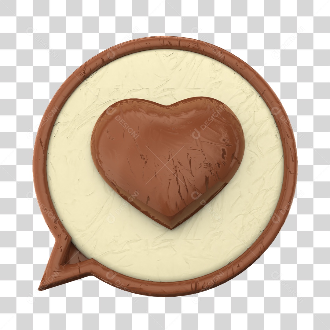 Emoji De Chocolate Com Coração Elemento 3D De Páscoa PNG Transparente