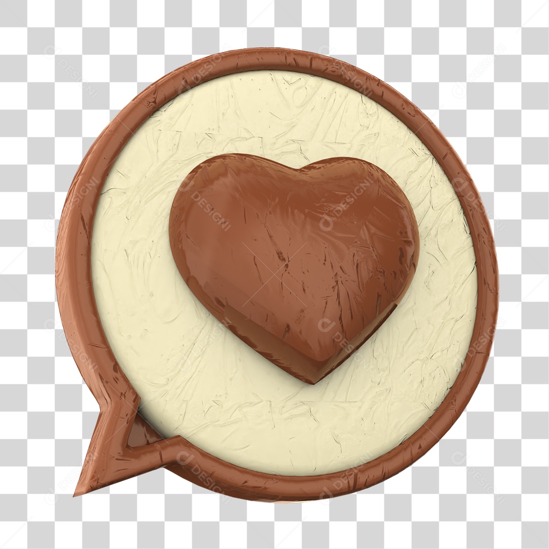 Emoji De Chocolate Com Coração Elemento 3D De Páscoa PNG Transparente