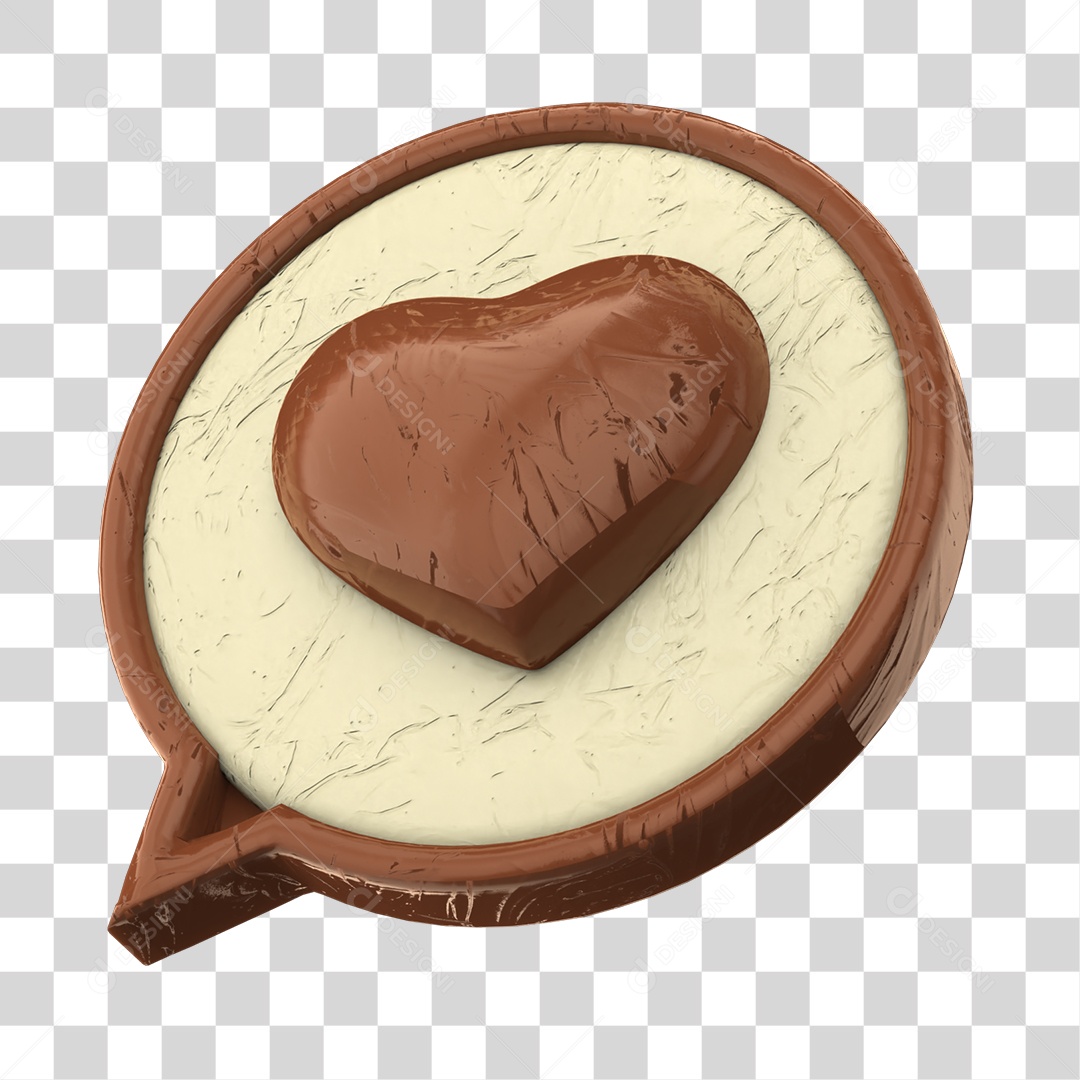 Emoji De Chocolate Com Coração Elemento 3D De Páscoa PNG Transparente