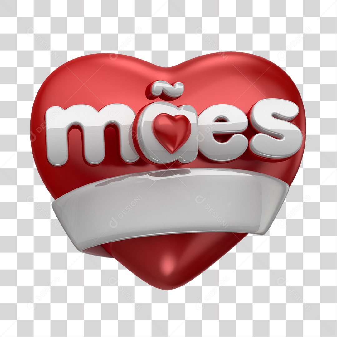 Mães Selo 3D Vermelho E Branco Para Composição PNG Transparente