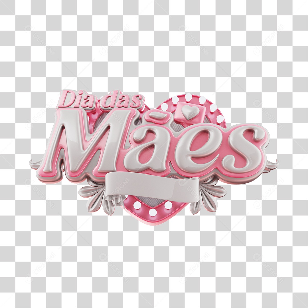 Selo 3D Dia Das Mães Rosa E Branco Para Composição PNG Transparente