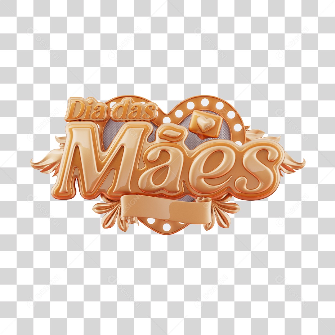 Dia Das Mães Selo 3D Dourado Para Composição PNG Transparente