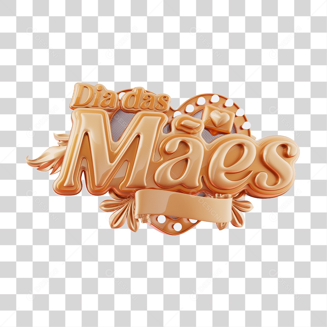 Dia Das Mães Selo 3D Dourado Para Composição PNG Transparente