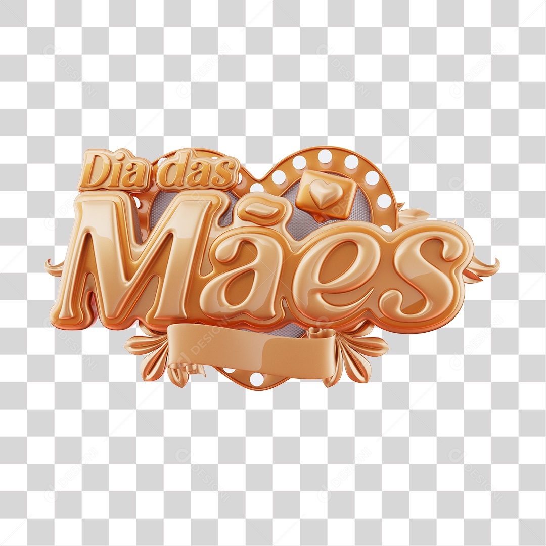 Dia Das Mães Selo 3D Dourado Para Composição PNG Transparente