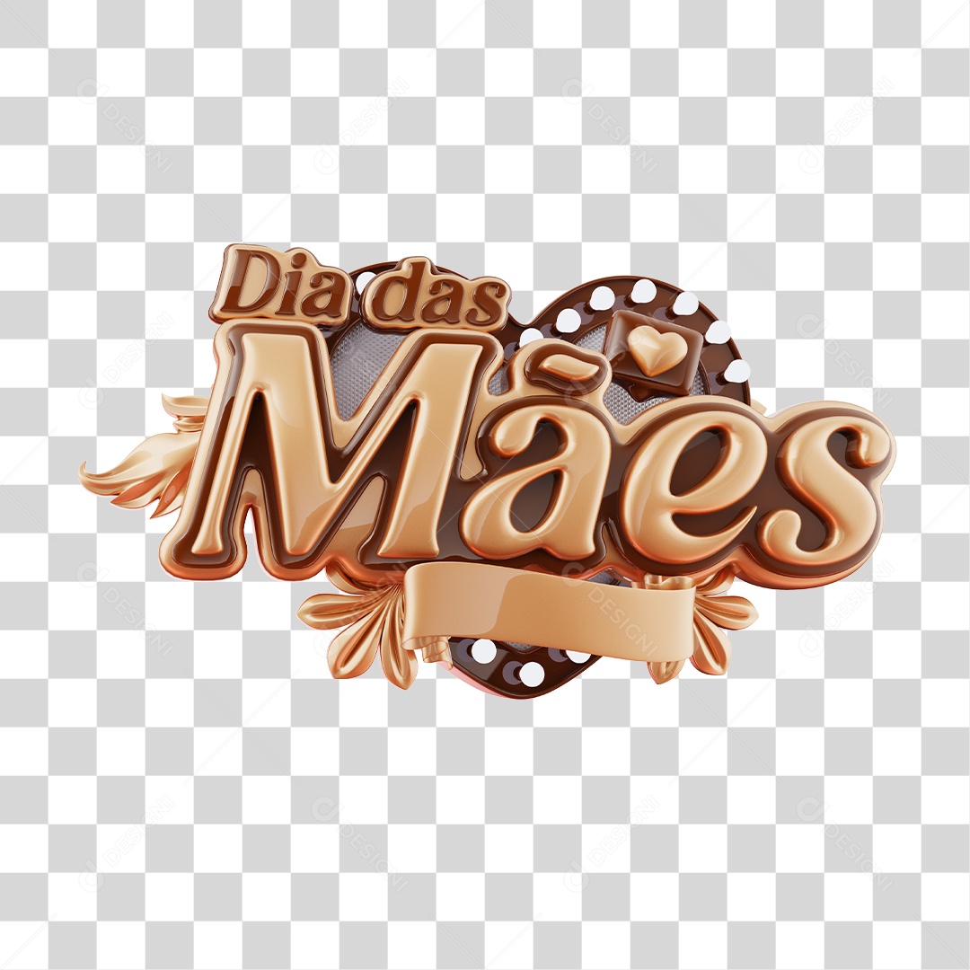 Dia Das Mães Selo 3D Dourado E Marrom Para Composição PNG Transparente