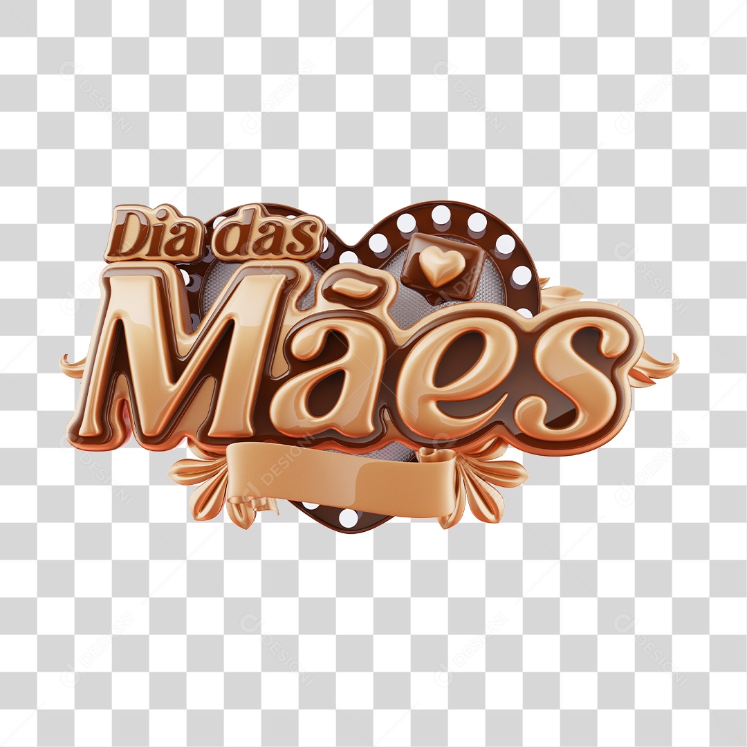 Dia Das Mães Selo 3D Dourado E Marrom Para Composição PNG Transparente