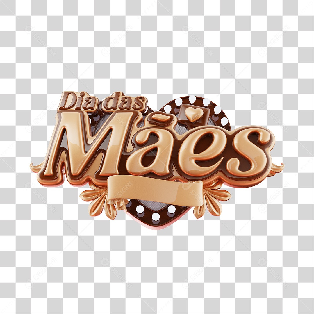 Dia Das Mães Selo 3D Dourado E Marrom Para Composição PNG Transparente