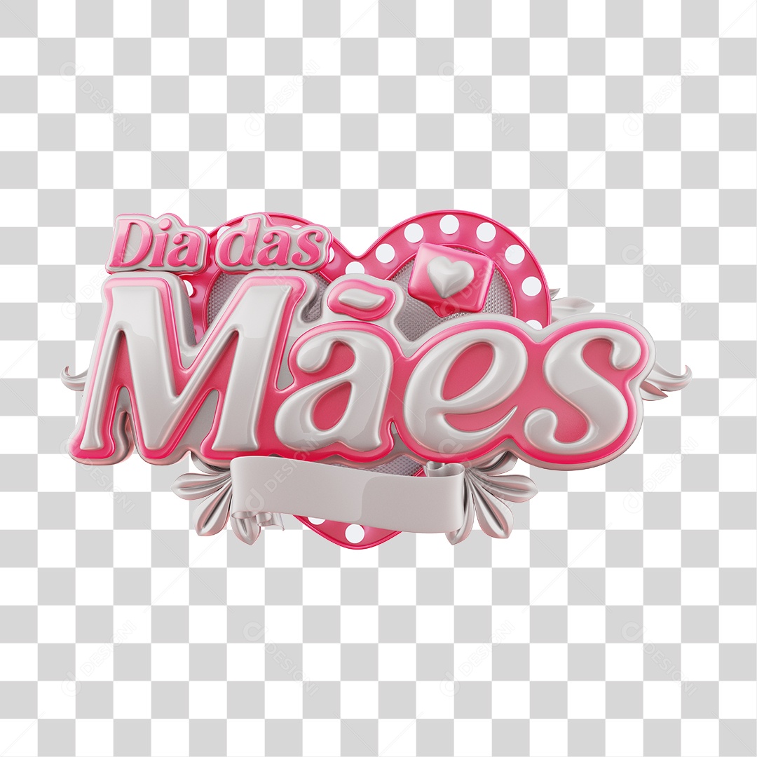 Dia Das Mães Selo 3D Rosa E Branco Para Composição PNG Transparente