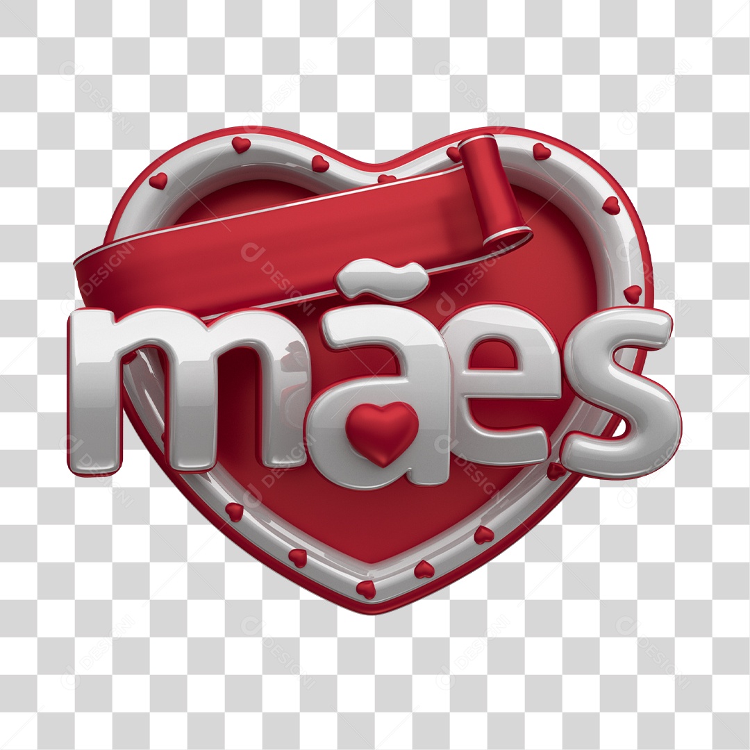 Mães Selo 3D Branco e Vermelho Para Composição PNG Transparente