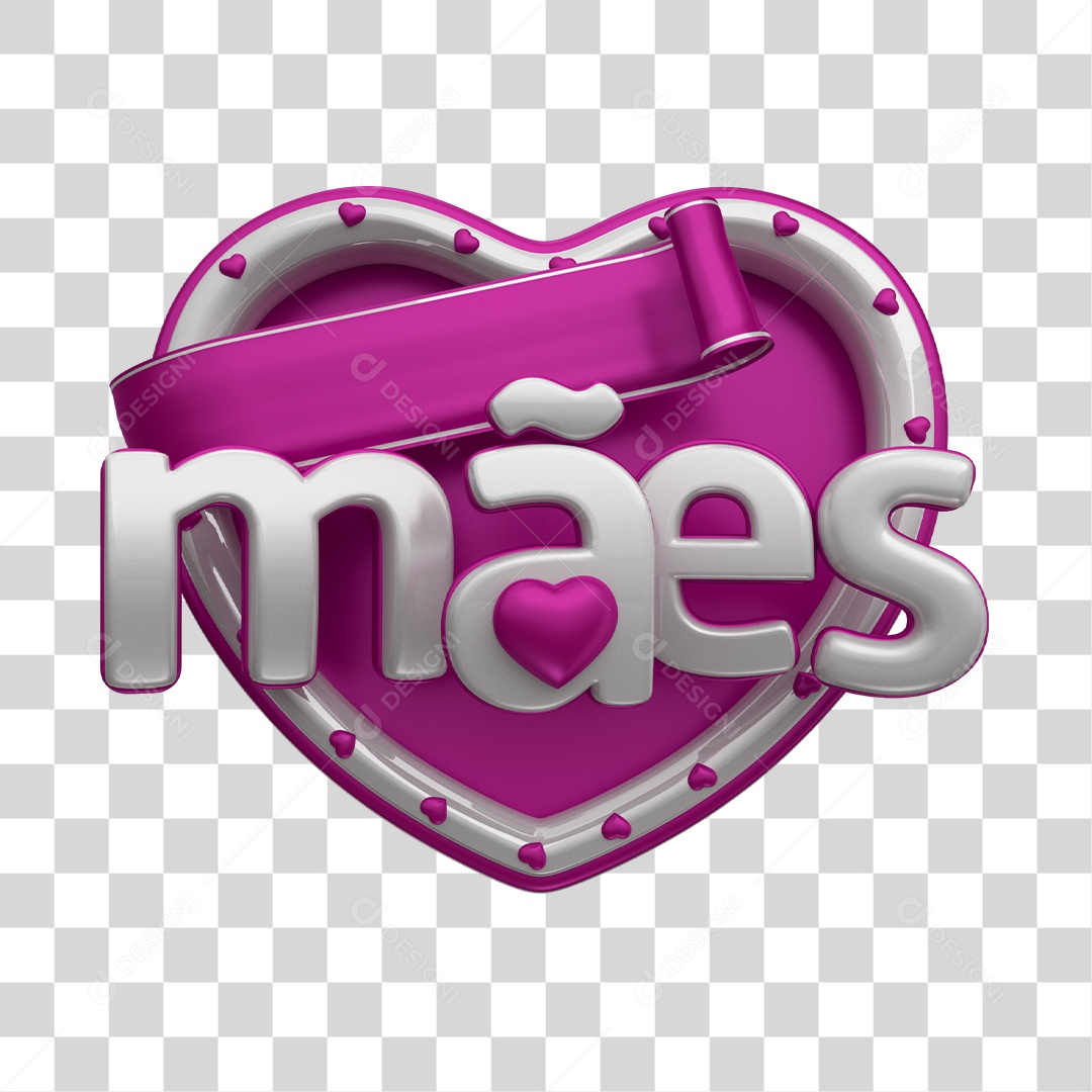 Mães Selo 3D Branco e Roxo Para Composição PNG Transparente