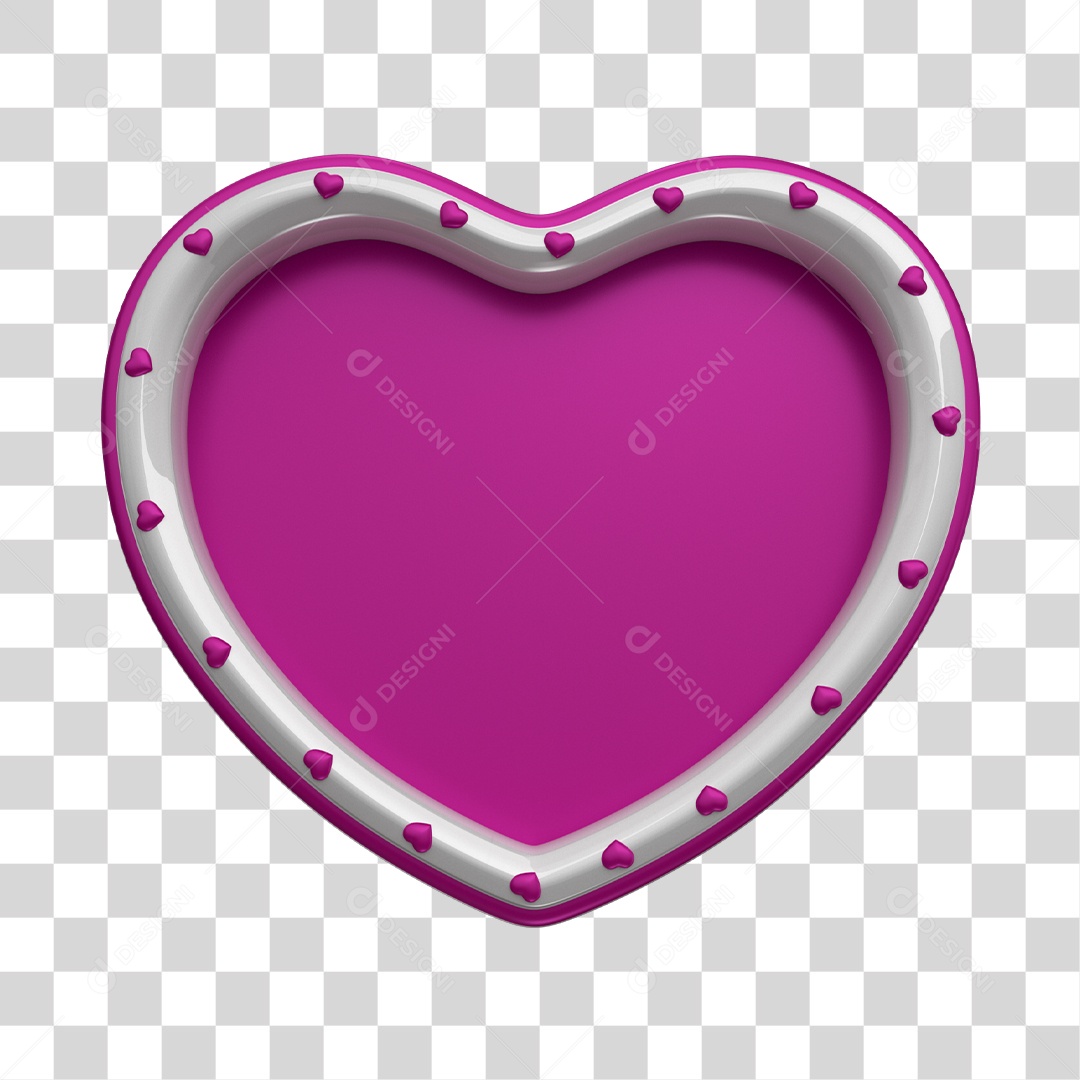 Coração Rosa Com Borda Branca Elemento 3D Do Dia Das Mães PNG Transparente